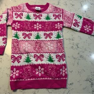 Peppa Pig Pink and Green Kids Christmas Sweater Dress